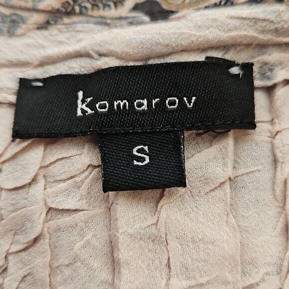 Komarov Pleated Button-Down Long Sleeves Shirt Small Blue/Cream - Picture 6 of 16